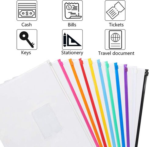 EOOUT 36pcs Plastic Envelopes Poly Zip Envelope Zipper File Folders, A4, Letter Size, 11 Colors, for School and Office Supplies in Saudi Arabia