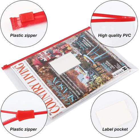 EOOUT 36pcs Plastic Envelopes Poly Zip Envelope Zipper File Folders, A4, Letter Size, 11 Colors, for School and Office Supplies in Saudi Arabia