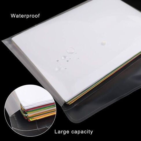 EOOUT 50pcs Plastic Envelopes with Button Snap Closure, Clear Plastic Poly Envelope, Folders for Documents, Waterproof Plastic File Folder, Letter Size, A4 Size, for School and Office Supplies in Saudi Arabia