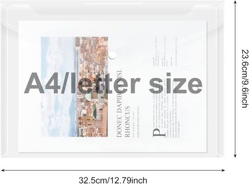 EOOUT 50pcs Plastic Envelopes with Button Snap Closure, Clear Plastic Poly Envelope, Folders for Documents, Waterproof Plastic File Folder, Letter Size, A4 Size, for School and Office Supplies in Saudi Arabia