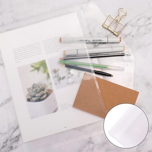 EOOUT 50pcs Plastic Envelopes with Button Snap Closure, Clear Plastic Poly Envelope, Folders for Documents, Waterproof Plastic File Folder, Letter Size, A4 Size, for School and Office Supplies in Saudi Arabia