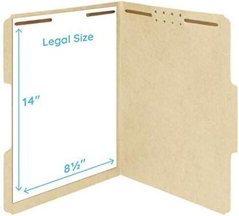 ذا فايل كينغ مجلد ملفات مانيلا مع مثبتات | الحجم القانوني - صندوق من 50 قطعة | 1/3 شريط علوي مقطوع في أوضاع متنوعة | شوكات متينة 2 انش | تنظيم المخططات والسجلات القانونية والاعمال الورقية in Kuwait