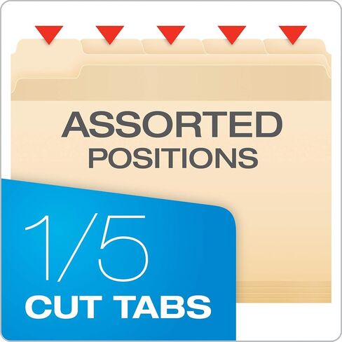 Pendaflex Reinforced File Folders, Extra Durable, Poly Reinforced Edges, Manila, Letter Size, 1/5 Cut Tabs, 24 Per Pack (86220) in Saudi Arabia