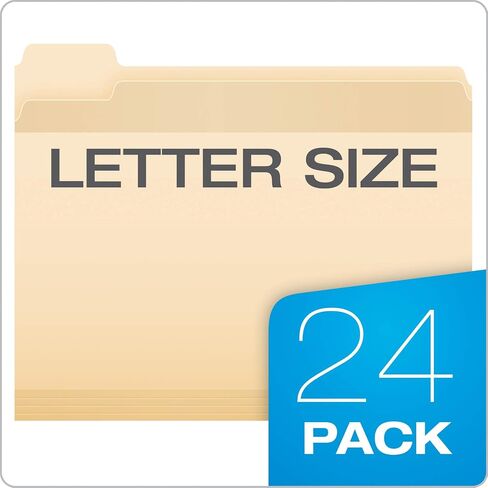Pendaflex Reinforced File Folders, Extra Durable, Poly Reinforced Edges, Manila, Letter Size, 1/5 Cut Tabs, 24 Per Pack (86220) in Saudi Arabia