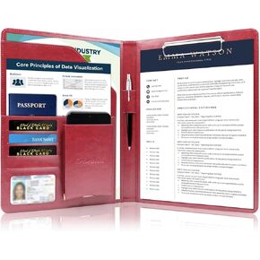 Business/Resume Portfolio Folder Binder, Padfolio with 3 Ring Binder, Interview/Conference/Legal Document Portfolio Organizer, Leather Portfolio Padfolio for Women/Men - RG