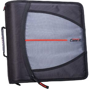 حافظة ملفات بسحاب من Case-it The Mighty Zip Tab - حلقات على شكل حرف O مقاس 3 بوصات - مجلد ملفات ممتد بخمسة ألوان - جيوب متعددة - سعة 600 ورقة - تأتي مع حزام كتف - أسود D-146 in Kuwait