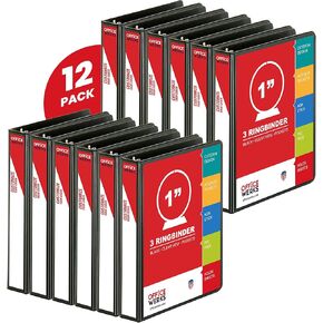 3 Ring Binder, 12 Pack of 1 Inch View Binder with Round Rings Spine Mount 8.5" x 11" Presentation Folder with Pockets, Durable Clear Cover for Documents, Files, Projects (Black) in Kuwait
