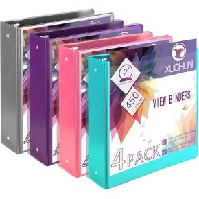 6 Pack 1Inch Round 3 Ring Binder View Binders with 2 Pockets,Holds 225 Sheets Assorted Colors for Office,Home,School