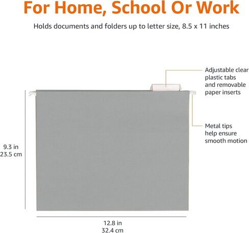 Amazon Basics Hanging File Folders, Letter Size, Gray, 25-Pack in Saudi Arabia