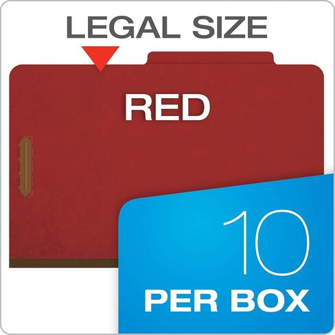 Pendaflex Recycled Classification File Folders, 1 Divider, 2" Embedded Fasteners, 2/5 Tab Cut, Legal Size, Light Blue, Box of 10 (28777R) in Kuwait