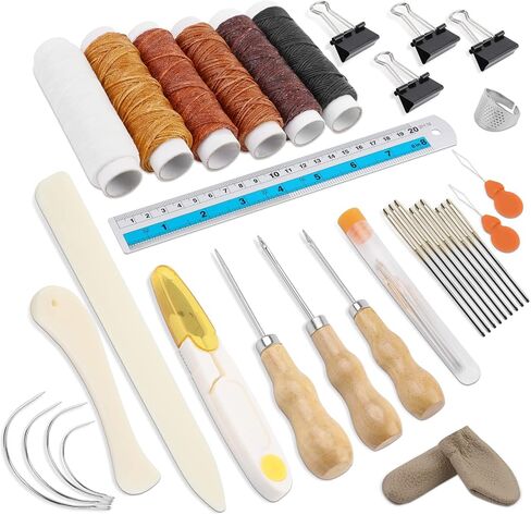 WONVOC Book Binding Kit Starter Tools, Bookbinding Supplies, Bone Folder Paper Creaser, Awl Tool Bookbinding,Waxed Thread, Bookbinding Needles for DIY Bookbinding Crafts in Saudi Arabia