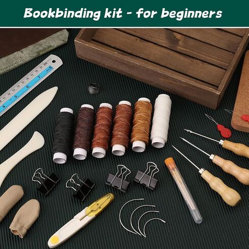 WONVOC Book Binding Kit Starter Tools, Bookbinding Supplies, Bone Folder Paper Creaser, Awl Tool Bookbinding,Waxed Thread, Bookbinding Needles for DIY Bookbinding Crafts in Saudi Arabia