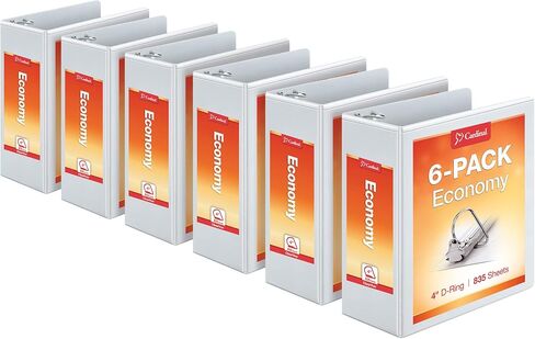 Cardinal Economy 3-Ring Binders, 1", Slant-D Rings, Holds 240 Sheets, ClearVue Presentation View, Non-Stick, White, Case of 12 (90741) in Saudi Arabia