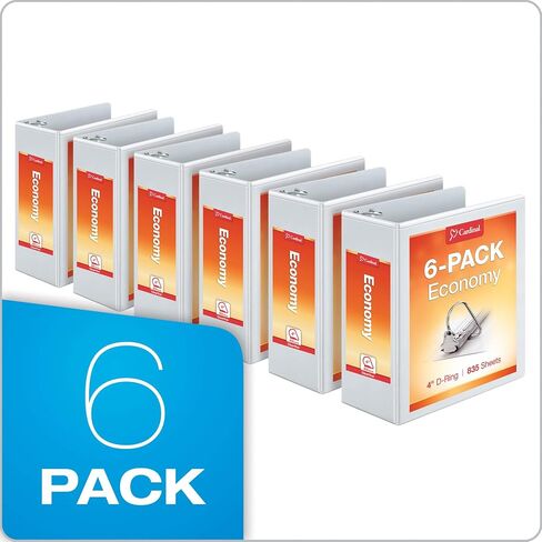 Cardinal Economy 3-Ring Binders, 1", Slant-D Rings, Holds 240 Sheets, ClearVue Presentation View, Non-Stick, White, Case of 12 (90741) in Saudi Arabia