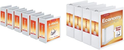 Cardinal Economy 3-Ring Binders, 1", Slant-D Rings, Holds 240 Sheets, ClearVue Presentation View, Non-Stick, White, Case of 12 (90741) in Saudi Arabia