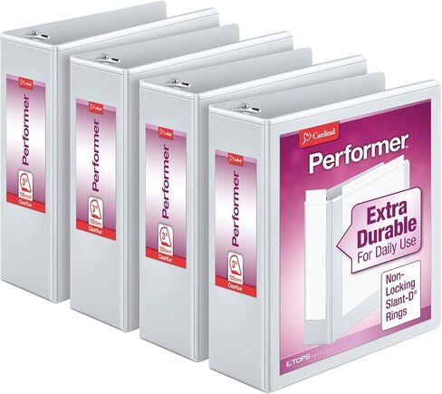 Cardinal 1.5 Inch 3 Ring Binder, D Ring, White, 4 Pack, Holds 375 Sheets (29400) in Saudi Arabia