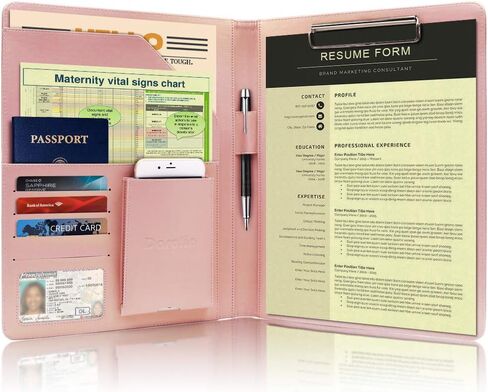 Business/Resume Portfolio Folder Binder, Padfolio with 3 Ring Binder, Interview/Conference/Legal Document Portfolio Organizer, Leather Portfolio Padfolio for Women/Men - RG in Kuwait