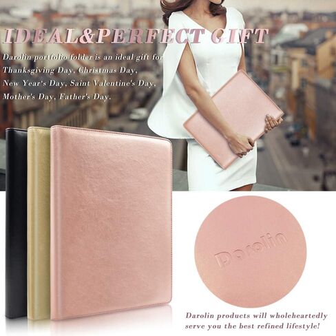 Business/Resume Portfolio Folder Binder, Padfolio with 3 Ring Binder, Interview/Conference/Legal Document Portfolio Organizer, Leather Portfolio Padfolio for Women/Men - RG in Kuwait