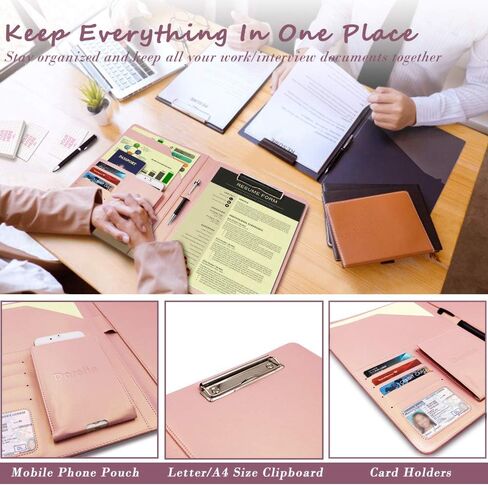 Business/Resume Portfolio Folder Binder, Padfolio with 3 Ring Binder, Interview/Conference/Legal Document Portfolio Organizer, Leather Portfolio Padfolio for Women/Men - RG in Kuwait