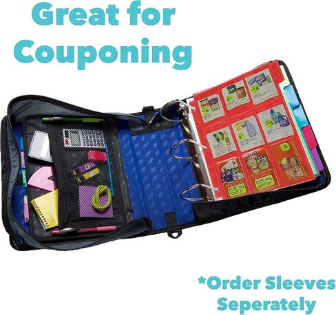 Case-it The Mighty Zip Tab Zipper Binder - 3 Inch O-Rings - 5 Color Tab Expanding File Folder - Multiple Pockets - 600 Sheet Capacity - Comes with Shoulder Strap - Black D-146 in Saudi Arabia