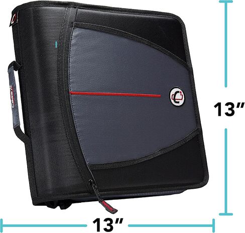 Case-it The Mighty Zip Tab Zipper Binder - 3 Inch O-Rings - 5 Color Tab Expanding File Folder - Multiple Pockets - 600 Sheet Capacity - Comes with Shoulder Strap - Black D-146 in Saudi Arabia