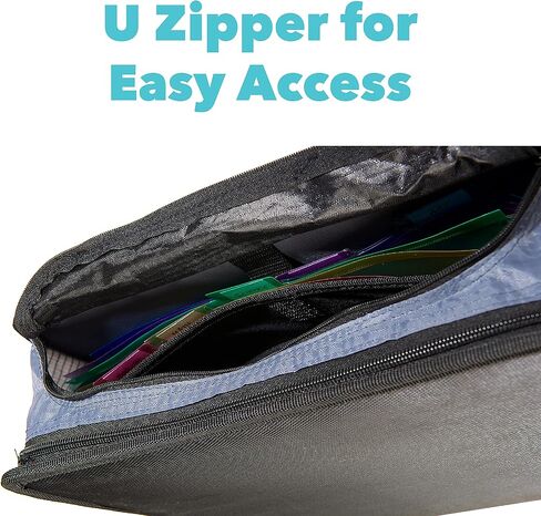 Case-it The Mighty Zip Tab Zipper Binder - 3 Inch O-Rings - 5 Color Tab Expanding File Folder - Multiple Pockets - 600 Sheet Capacity - Comes with Shoulder Strap - Black D-146 in Saudi Arabia