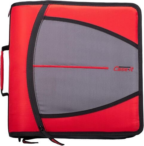 Case-it The Mighty Zip Tab Zipper Binder - 3 Inch O-Rings - 5 Color Tab Expanding File Folder - Multiple Pockets - 600 Sheet Capacity - Comes with Shoulder Strap - Black D-146 in Saudi Arabia