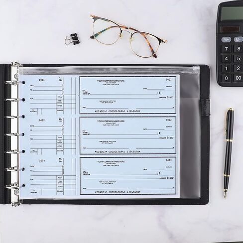 Antner 7 Ring Business Checkbook Binder for Business Checks, 600 Checks Capacity, PU Leather Check Binder with Zipper Pouch, Executive Check Book Binder Holder Portfolio for 9 x 13" Sheets, Black in Saudi Arabia