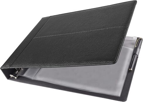 Antner 7 Ring Business Checkbook Binder for Business Checks, 600 Checks Capacity, PU Leather Check Binder with Zipper Pouch, Executive Check Book Binder Holder Portfolio for 9 x 13" Sheets, Black in Saudi Arabia
