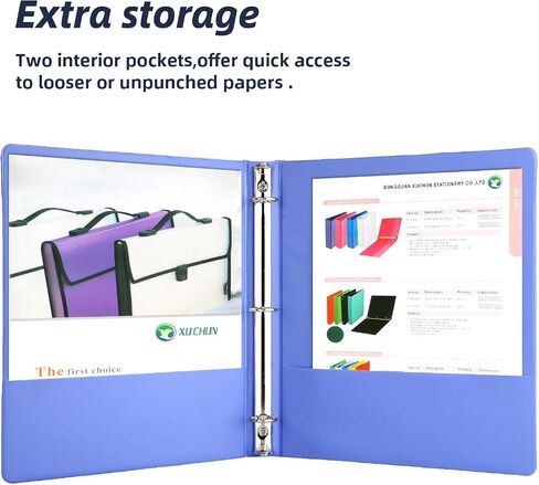 XUCHUN 6 عبوات مقاس 1 بوصة مستديرة 3 حلقات عرض مع جيبين، تحمل 225 ورقة بألوان متنوعة للمكتب والمنزل والمدرسة (متعددة الألوان) in Kuwait