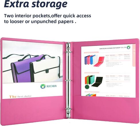 XUCHUN 3 Ring Binders 2 Inch,Clear View Binder with 2 Pockets, Holds 450 Sheets 8.5x11 Inches Paper, Customizable Cover & Spine, Large Capacity Binders for Office, School, Home, Business in Kuwait