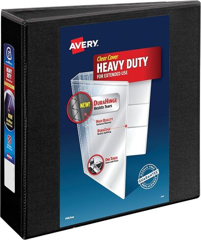Avery Heavy-Duty View 3 Ring Binder, 3 Inch One Touch EZD Rings, 3.5 Inch Spine, 1 Black Binder (79693) in Saudi Arabia