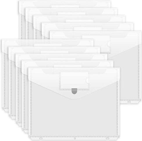 جيب Forvencer Binder، 10 عبوات من الجيب المصنوع من البوليستر ثقيل الوزن مع إغلاق بخطاف وحلقة، تحميل جانبي لمجلدات المجلدات، 3 جيب للحلقات، حجم الحروف، شفاف in Kuwait