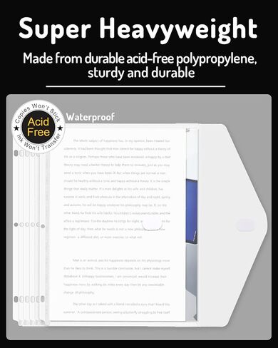 جيب Forvencer Binder، 10 عبوات من الجيب المصنوع من البوليستر ثقيل الوزن مع إغلاق بخطاف وحلقة، تحميل جانبي لمجلدات المجلدات، 3 جيب للحلقات، حجم الحروف، شفاف in Kuwait