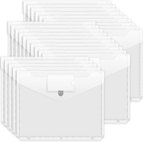جيب Forvencer Binder، 10 عبوات من الجيب المصنوع من البوليستر ثقيل الوزن مع إغلاق بخطاف وحلقة، تحميل جانبي لمجلدات المجلدات، 3 جيب للحلقات، حجم الحروف، شفاف in Kuwait