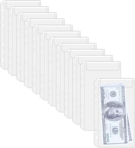 Antner 12PCS A5 Binder Pockets No Zipper 6-Hole Cash Envelopes for A5 Budget Binder, Zipless A5 Planner Inserts Binder Pouch Money Envelopes for Savings Binder, Money Saving Challenge Binder Inserts in Kuwait