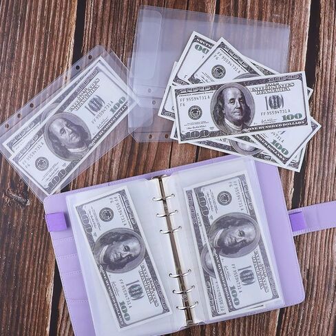 Antner 12PCS A5 Binder Pockets No Zipper 6-Hole Cash Envelopes for A5 Budget Binder, Zipless A5 Planner Inserts Binder Pouch Money Envelopes for Savings Binder, Money Saving Challenge Binder Inserts in Kuwait