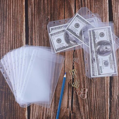 Antner 12PCS A5 Binder Pockets No Zipper 6-Hole Cash Envelopes for A5 Budget Binder, Zipless A5 Planner Inserts Binder Pouch Money Envelopes for Savings Binder, Money Saving Challenge Binder Inserts in Kuwait