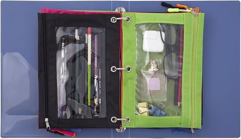 DoDoMagxanadu Binder Pencil Pouch with Zipper Pulls, Pencil Case with Rivet Enforced 3 Ring, 10 Pack 5 Colors in Saudi Arabia