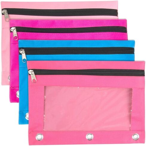 Trail maker 24 Pack Clear Pencil Pouch for 3 Ring Binder Bulk Pencil Pouch Bags for Binder with See Through Window and Zipper | Pencil Pouch Bundle for School, Office, Budgets in Saudi Arabia