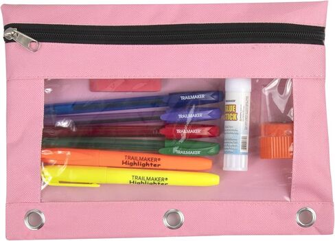 Trail maker 24 Pack Clear Pencil Pouch for 3 Ring Binder Bulk Pencil Pouch Bags for Binder with See Through Window and Zipper | Pencil Pouch Bundle for School, Office, Budgets in Saudi Arabia