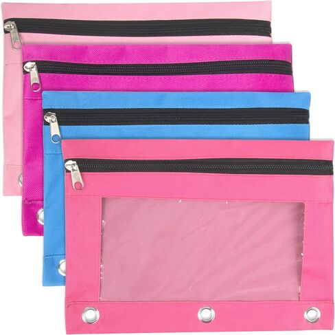 Trail maker 24 Pack Clear Pencil Pouch for 3 Ring Binder Bulk Pencil Pouch Bags for Binder with See Through Window and Zipper | Pencil Pouch Bundle for School, Office, Budgets in Saudi Arabia