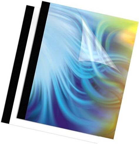 Fellowes Thermal Presentation Covers, 3/8-Inch, Transparent Front, Linen Textured Black Back, 10 per Pack (5256101) in Saudi Arabia