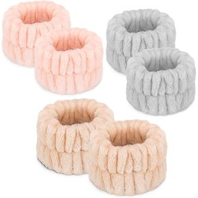 Women's Wrist Towels for Washing Face, Microfiber Spa Wash Towel Band, Absorbent Wristbands, Sweatband for Girls Prevent Water from Spilling Down Your Arms 6PCS