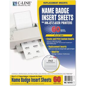 C-Line 92443 Name Badge Inserts, 4 X 3, White, 60/Pack in Kuwait