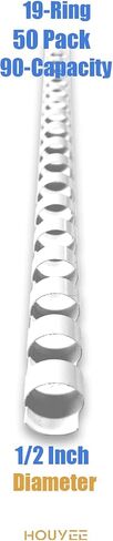 HOUYEE 1/2 Inch Plastic Binding Comb 19 Ring, 90 Sheet Capacity, Letter Size Black Comb Binding Spines (100 Pack) in Saudi Arabia