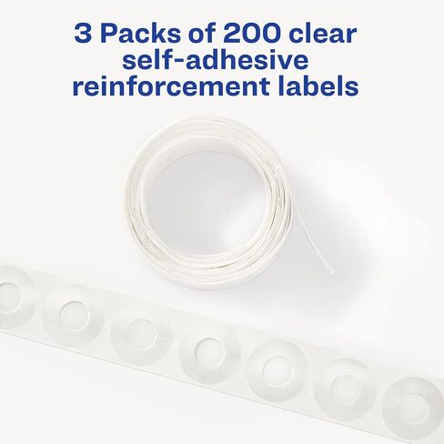 Avery Self-Adhesive Hole Reinforcement Stickers, 1/4" Diameter Hole Punch Reinforcement Labels, Clear, Non-Printable, 200 Labels Total (5721) in Saudi Arabia