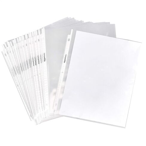 Amazon Basics Clear Sheet Protectors for 3 Ring Binder, 8.5 x 11 Inch,Polypropylene, 100-Pack in Saudi Arabia
