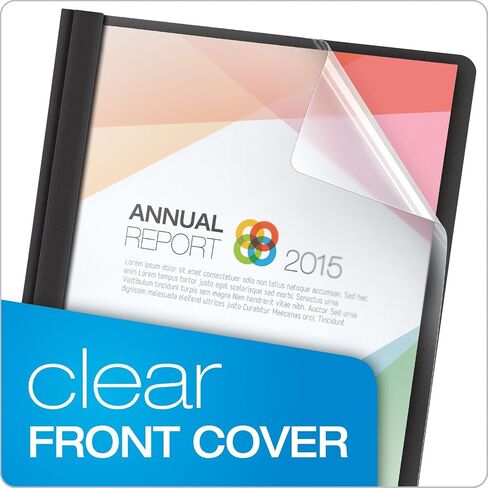 Oxford Clear Front Report Covers, Black, Letter Size, 25 per box (55806EE) in Saudi Arabia