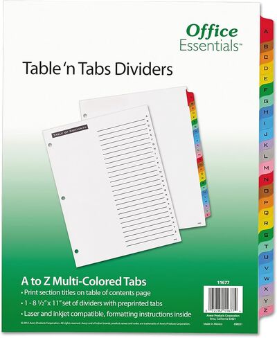 Office Essentials 11677 Table 'n Tabs Dividers, 26-Tab, Letter in Kuwait